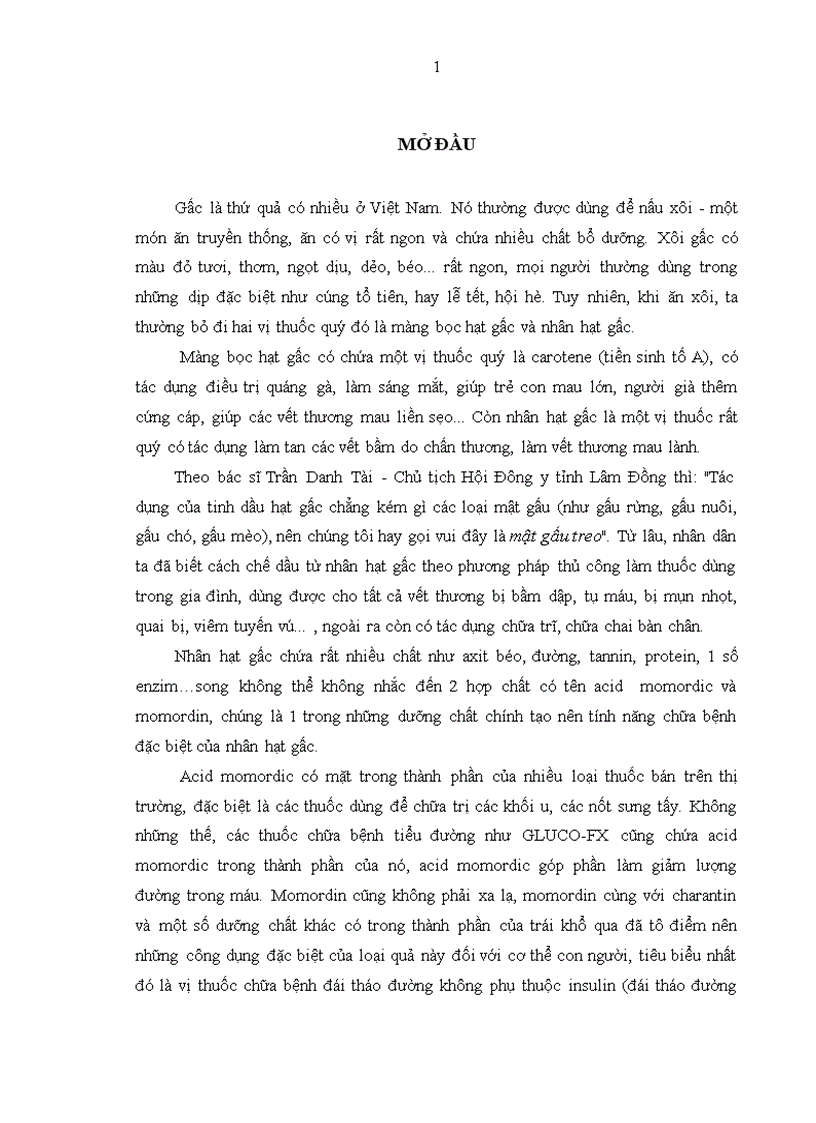 Nghiên cứu chiết tách Acid Momordic và Momordin trong hạt gấc thu nhận tại Đà Nẵng