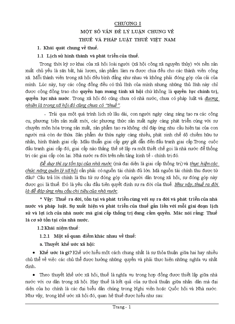 Luật thuế Đề cương bài giảng Phần 1