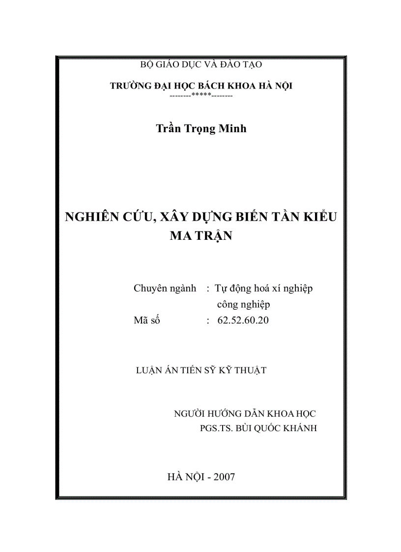 Nghiên cứu xây dựng biến tần kiểu ma trận