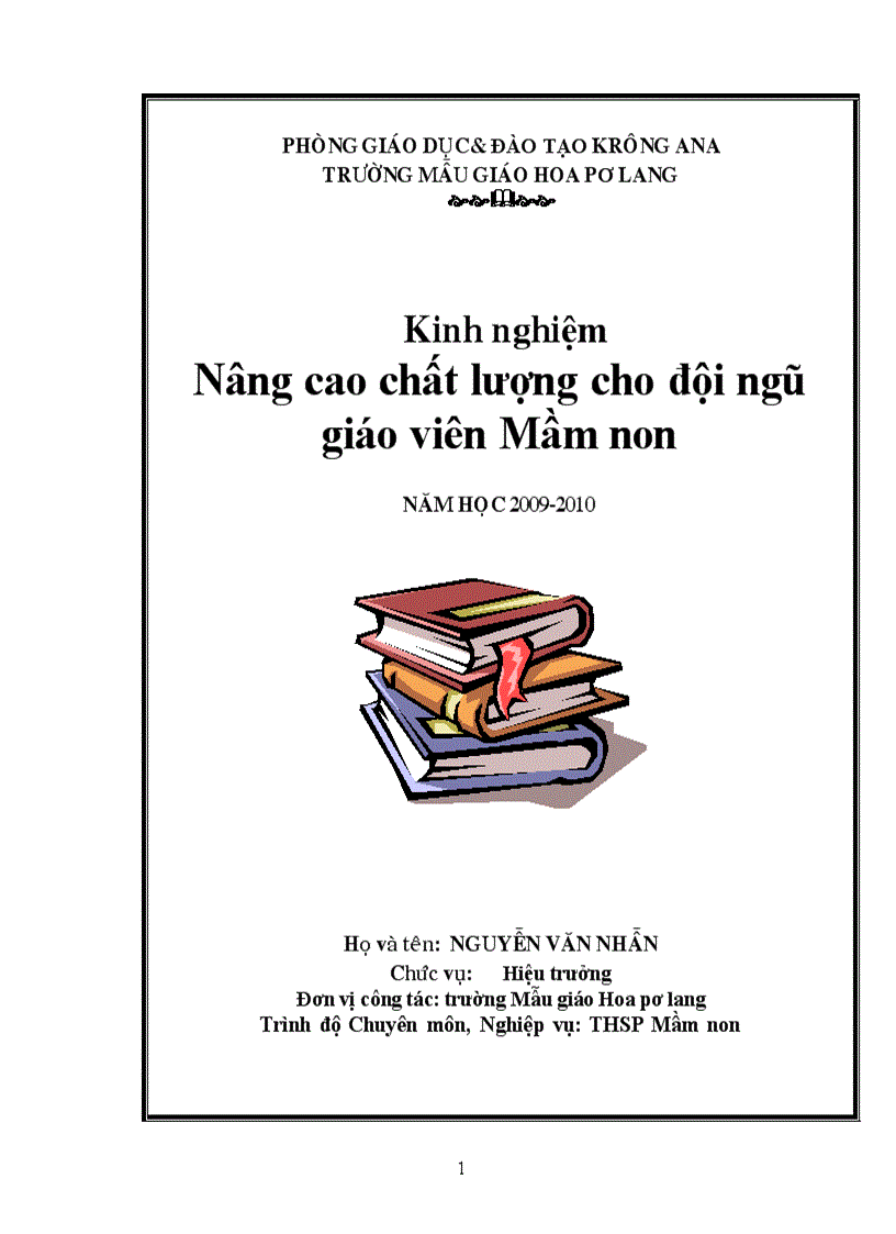 Kinh nghiệm Nâng cao chất lượng cho đội ngũ giáo viên Mầm non