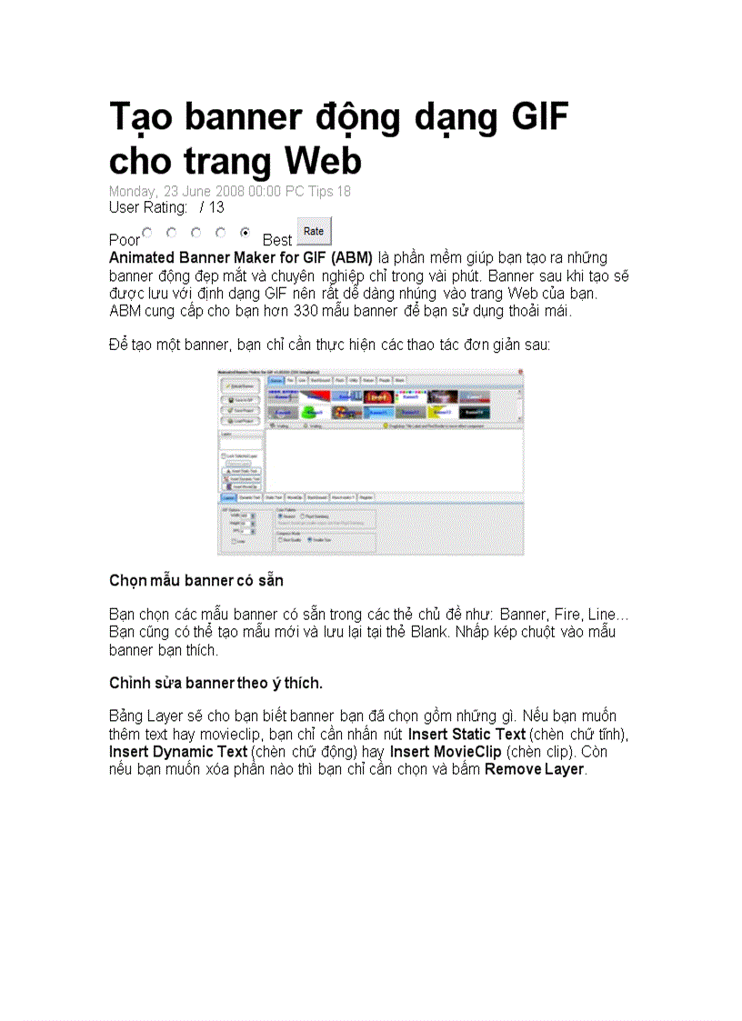 Tạo banner động dạng GIF cho trang Web