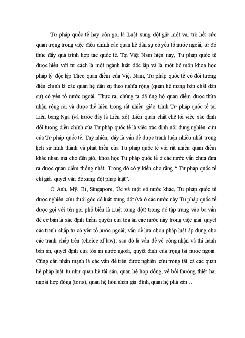 Tư pháp quốc tế chỉ giải quyết vấn đề xung đột pháp luật BÌnh luận ý kiến trên