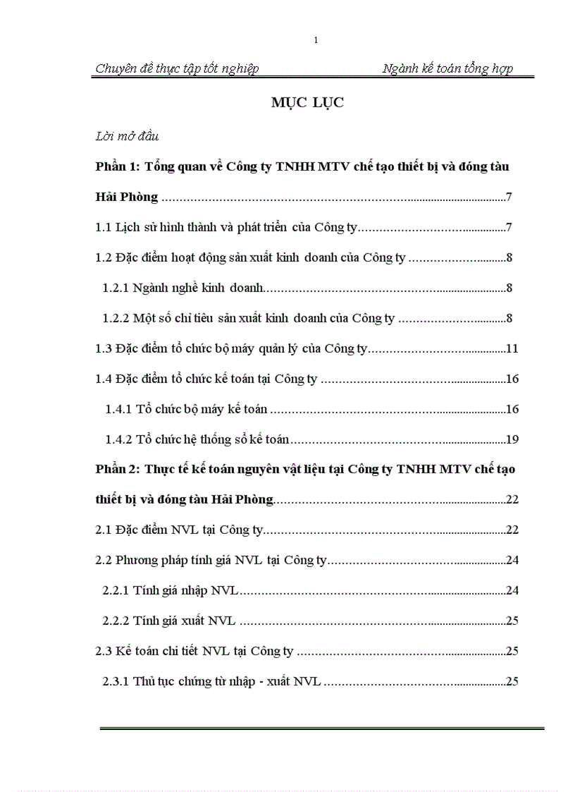 Kế toán nguyên vật liệu tại Công ty TNHH MTV chế tạo thiết bị và đóng tàu Hải Phòng LISEMCO LILAMA File Word