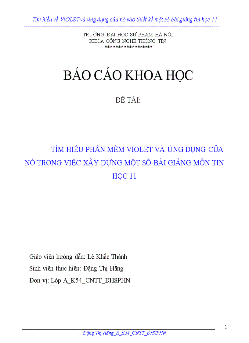 Tìm hiểu phần mềm violet và ứng dụng của nó trong việc xây dựng một số bài giảng môn tin học 11