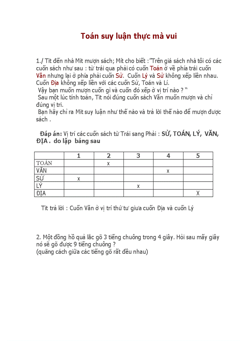 Bai toán suy luận vui mà thực tế