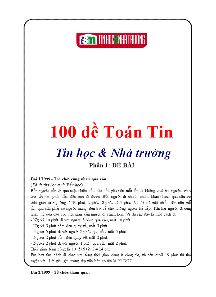 100 đề Toán Tin Tin học Nhà trường