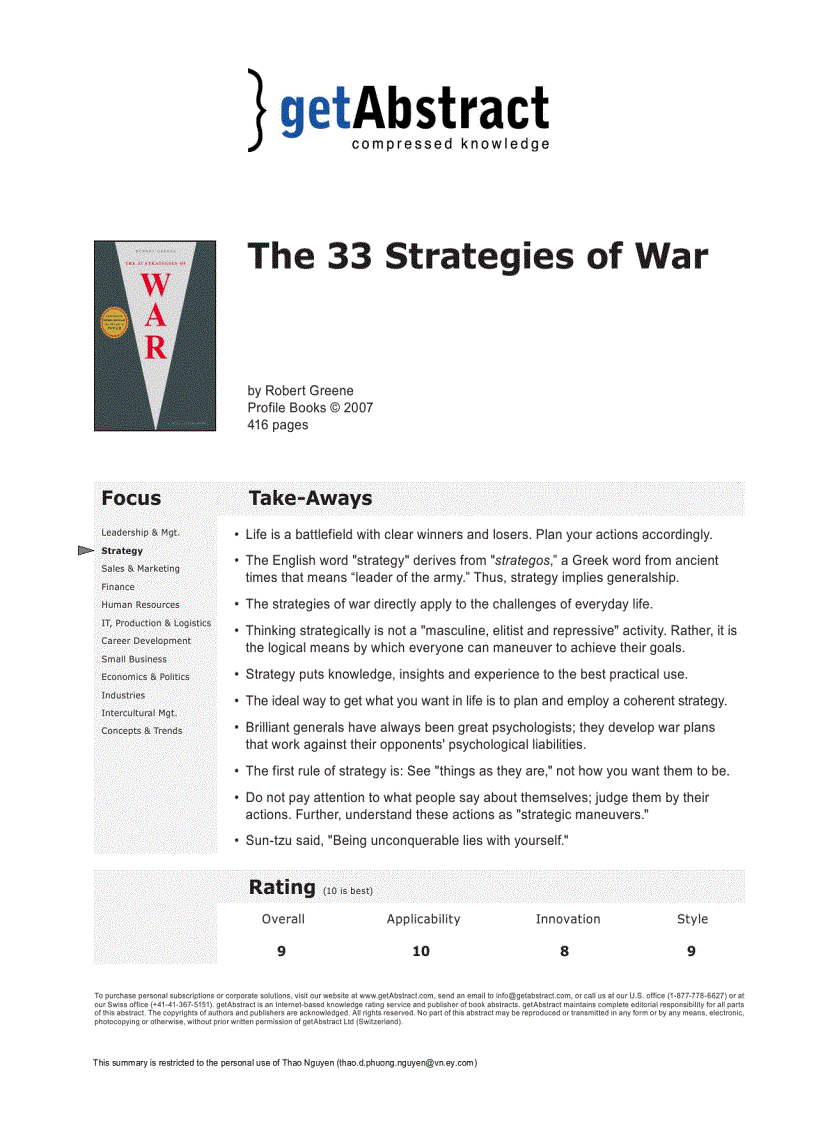 The 33 Strategies of War Robert Greene