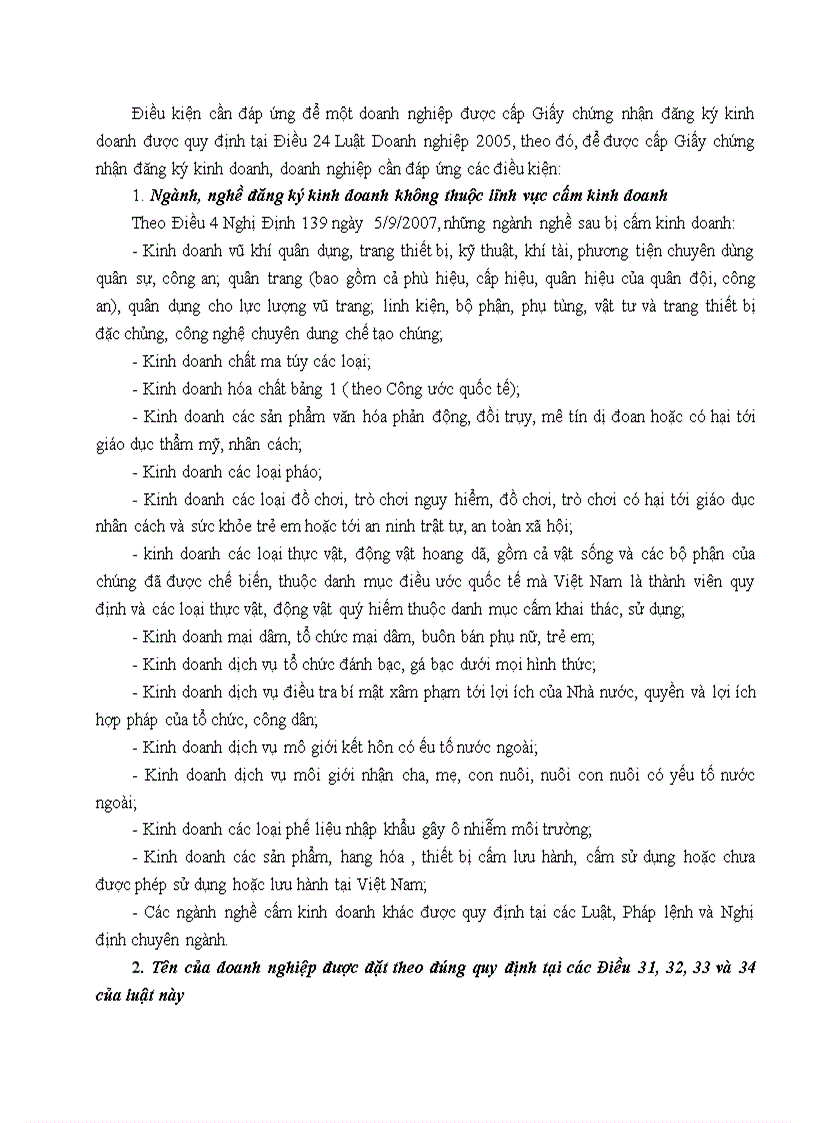 Điều kiện cần đáp ứng để một doanh nghiệp được cấp Giấy chứng nhận đăng ký kinh doanh