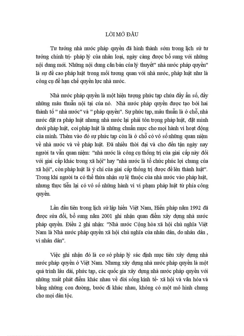 Nhà nước Pháp Quyền đặc trưng chung và những tiền đề xây dựng Nhà nước Pháp quyền ở Việt Nam