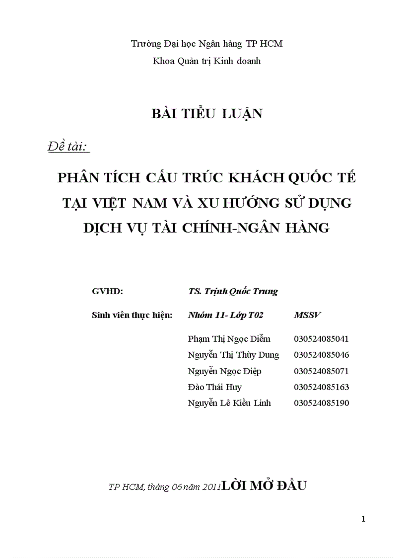 Phân tích cấu trúc khách nước ngoài tại Việt Nam và xu hướng sử dụng dịch vụ tài chính ngân hàng