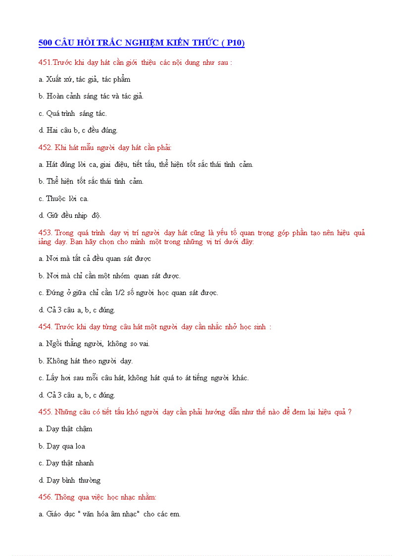 500 câu hỏi trắc nghiệm kiến thức p10
