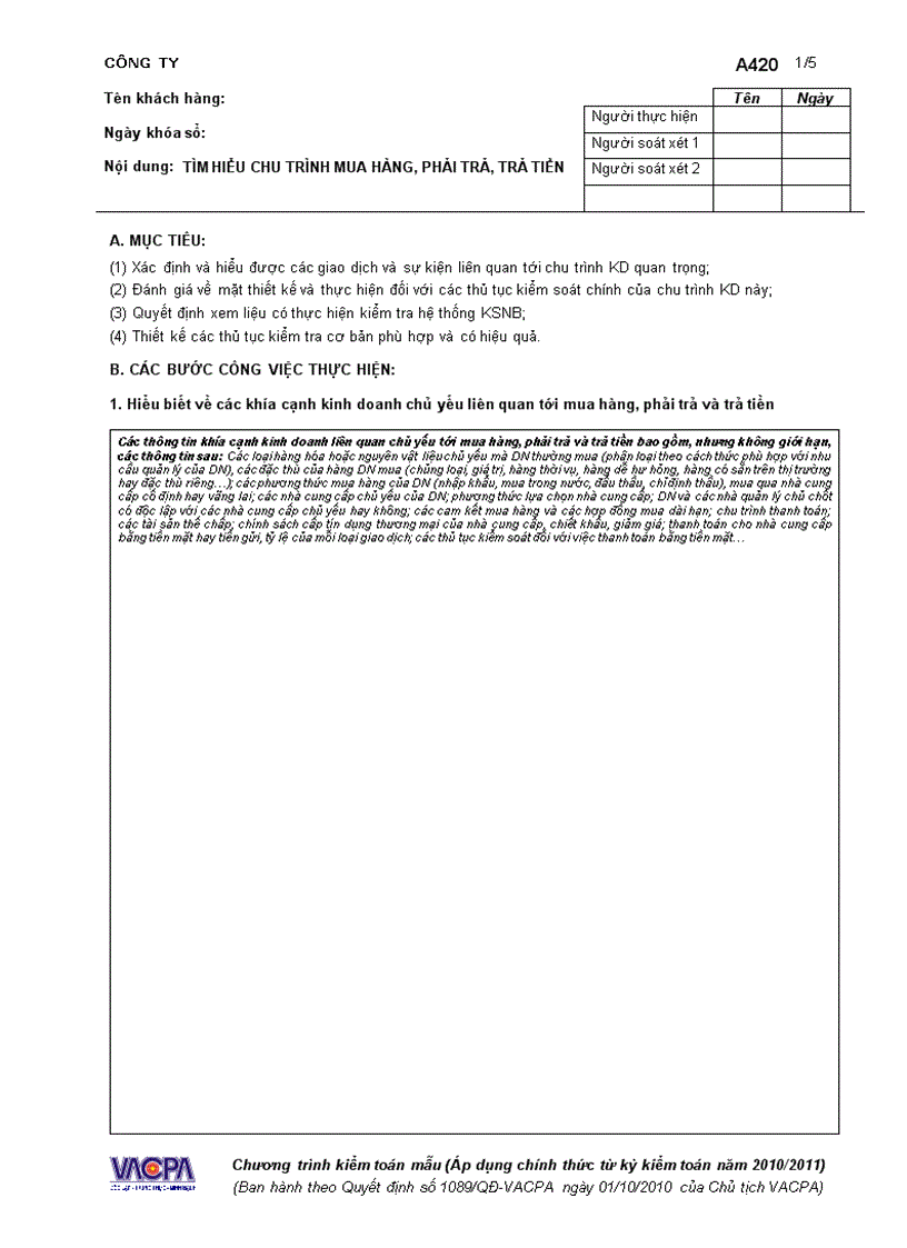 Mẫu Tìm hiểu chu trình Mua hàng Phải trả Trả tiền