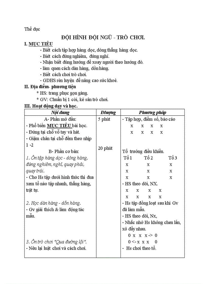 Thể dục ĐỘI HÌNH ĐỘI NGŨ TRÒ CHƠI 1