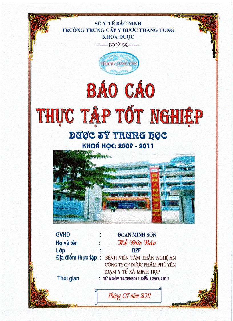 Báo cáo dược sỹ trung học