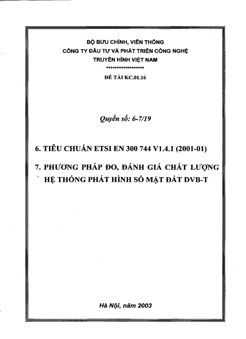 Tiêu chuẩn truyền số liệu ETSI TR 101 202 V1 4 1 2001 01