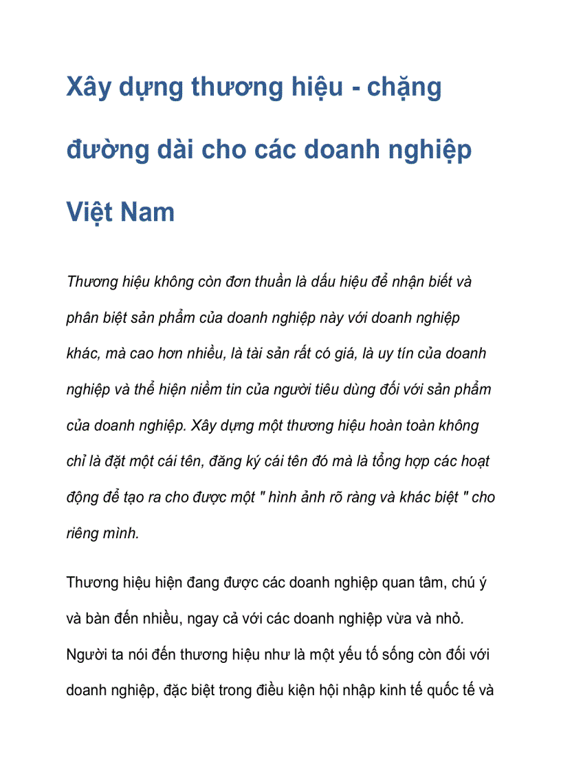 Xây dựng thương hiệu chặng đường dài cho các doanh nghiệp