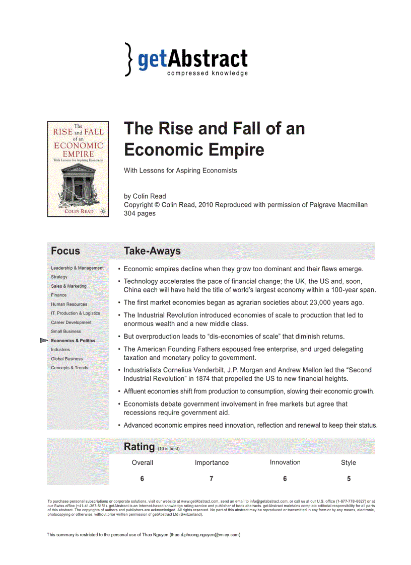 The Rise and Fall of an Economic Empire Colin Read