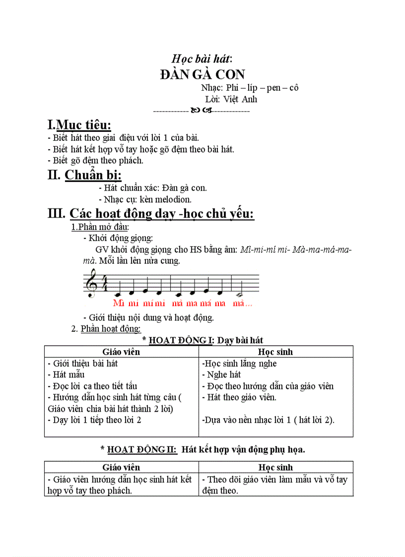 Học bài hát ĐÀN GÀ CON