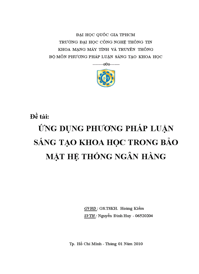 Ứng dụng phương pháp luận sáng tạo khoa học trong bảo mật hệ thống ngân hàng