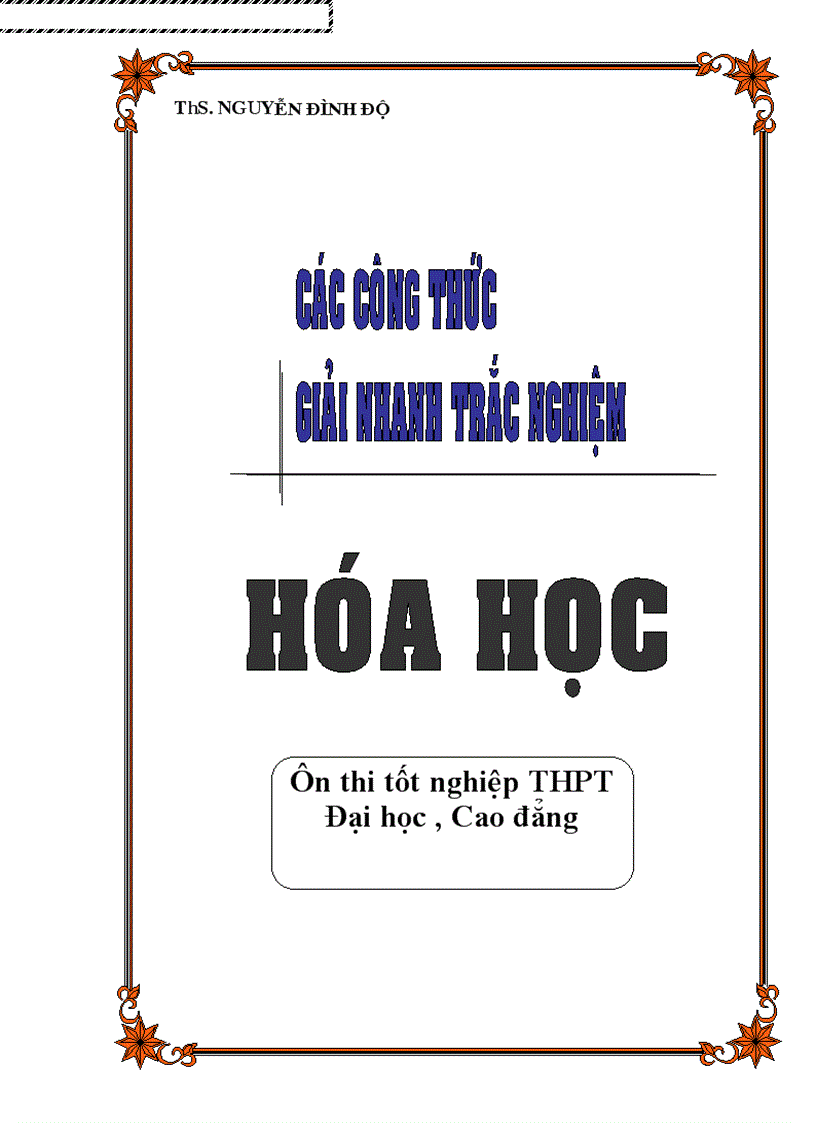 Các công thức giải nhanh hóa trắc nghiệm