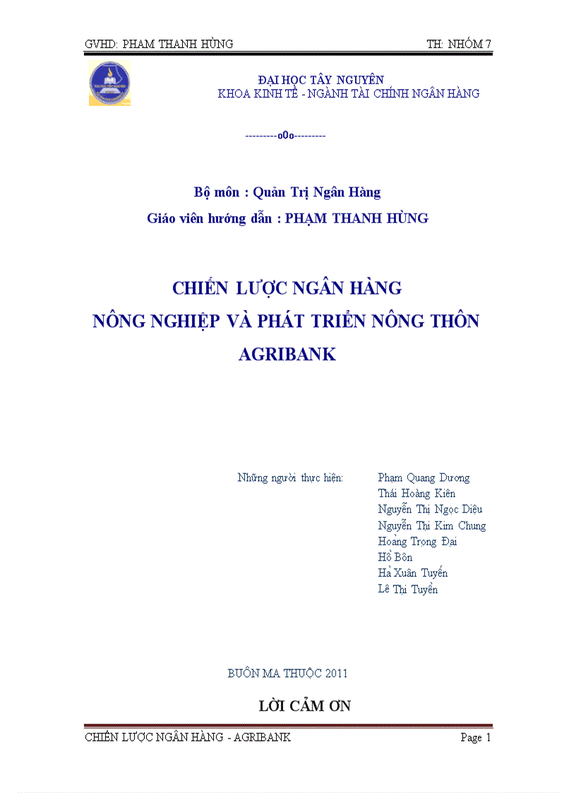 Chiến lược hoạt động kinh doanh của Ngân Hàng Nông Nghiệp và Phát triển Nông thôn Việt Nam