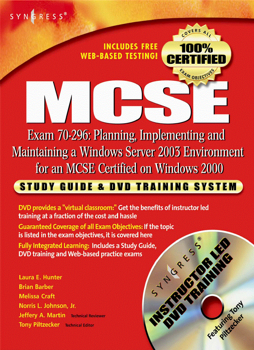 Mcsa mcse exam 70 296 Plaining Implementing and Maintaining a Windows Server 2003 Enviroment for an MCSA Certified on Windows 2000