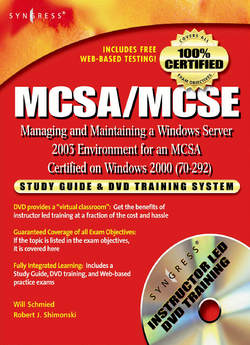 Mcsa mcse exam 70 292 Manafing and Maintaining a Windows Server 2003 Enviroment for an MCSA Certified on Windows 2000