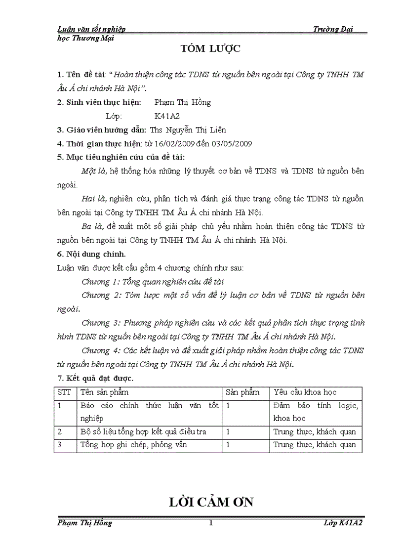 Hoàn thiện công tác tuyển dụng nhân sự từ nguồn bên ngoài tại công ty TNHH thương mại ÂU Á chi nhánh Hà Nội