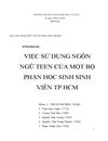 Việc sử dụng ngôn ngữ teen của một bộ phận học sinh sinh viên tp hcm