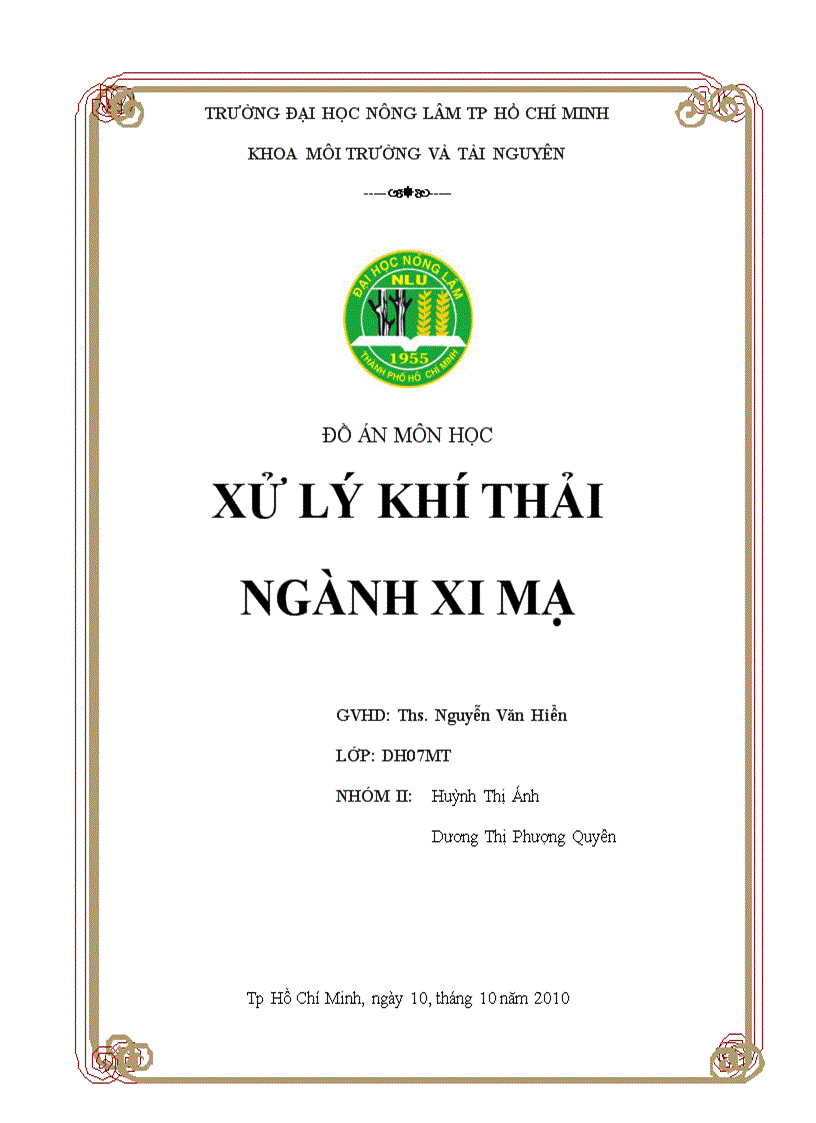 Đồ án xử lý khí thải