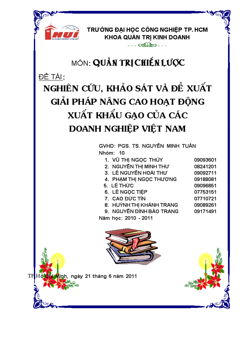 Nghiên cứu khảo sát và đề xuất giải pháp nâng cao hoạt động xuất khẩu gạo của các doanh nghiệp Việt Nam