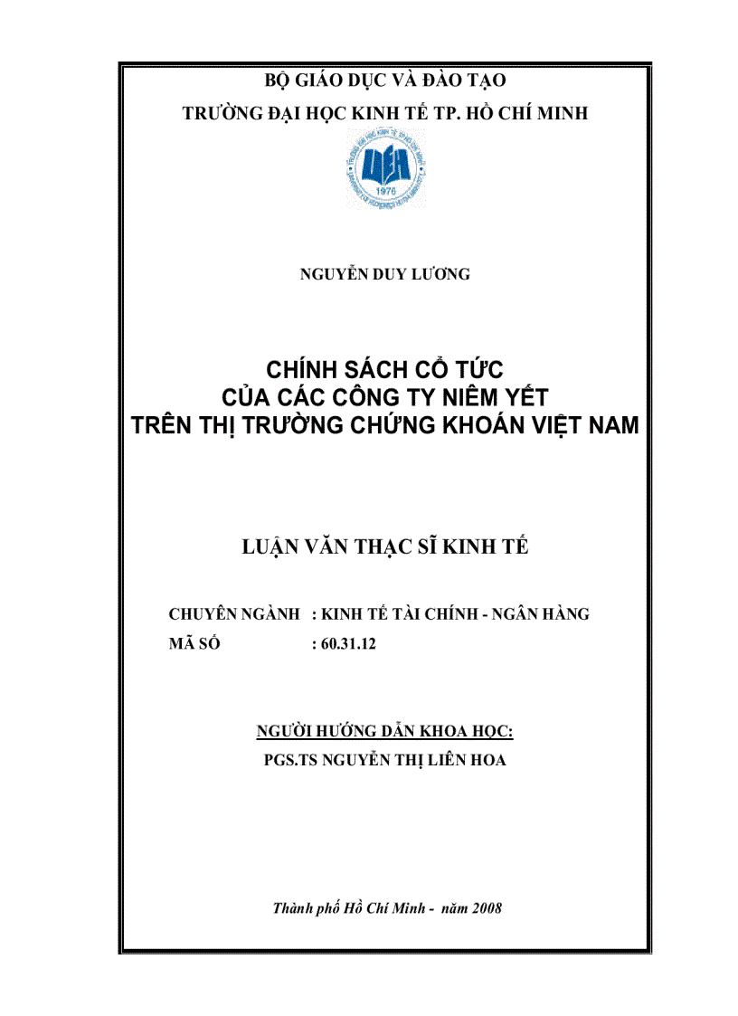 Chính sách cổ tức của các công ty niêm yết trên thị trường chứng khoán Việt Nam Phần 2