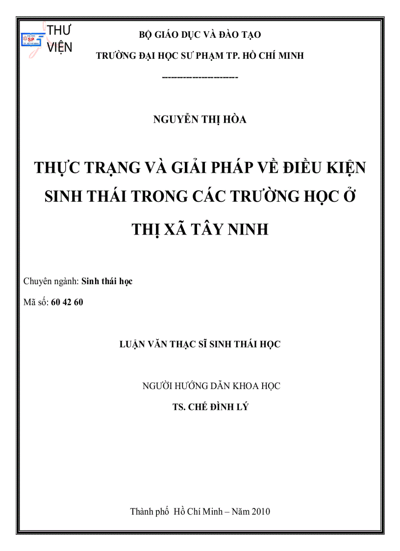 Thực trạng và giải pháp về điều kiện sinh thái trong các trường học ở thị xã Tây Ninh