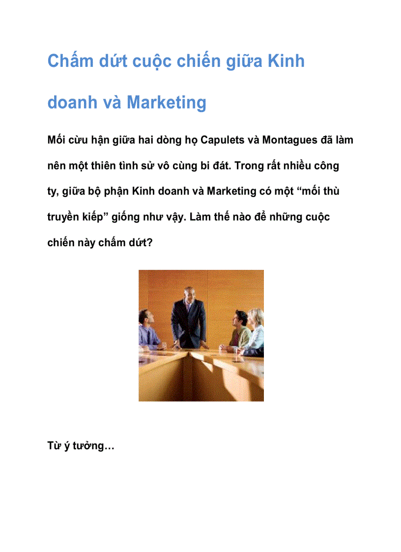 Chấm dứt cuộc chiến giữa Kinh doanh và Marketing