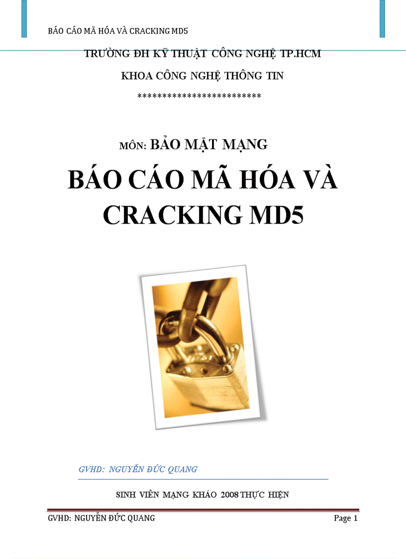 Báo cáo mã hóa và cracking md5