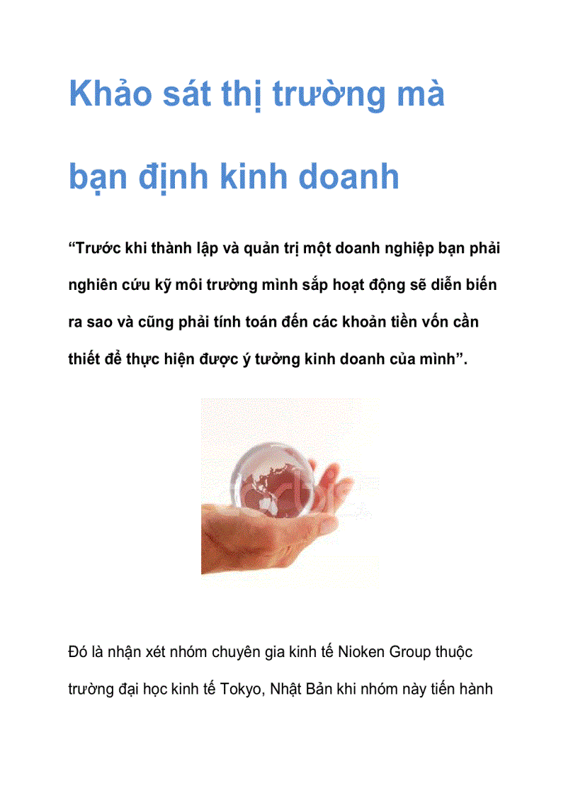 Khảo sát thị trường mà bạn định kinh doanh