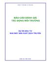 Báo cáo Đánh giá tác động môi trường Dự án Nhà máy Sản xuất Dịch Truyền