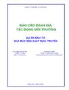 Báo cáo Đánh giá tác động môi trường Dự án Nhà máy Sản xuất Dịch Truyền