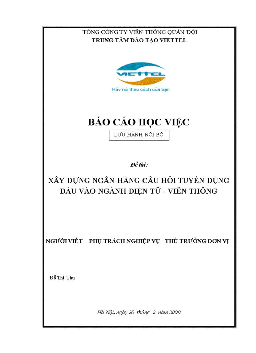 Xây dựng ngân hàng câu hỏi tuyển dụng đầu vào ngành điện tử viễn thông