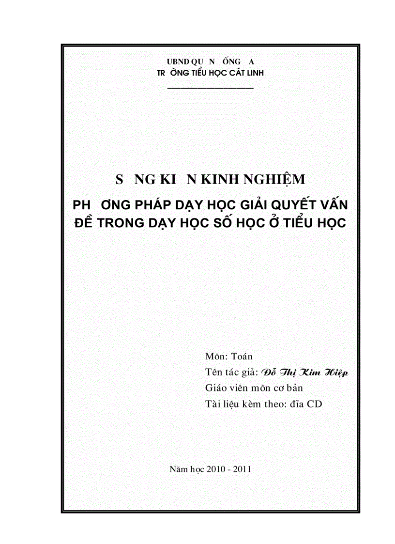 Toán 5 Phương pháp dạy học giải quyết vấn đề trong dạy học số học ở tiểu học