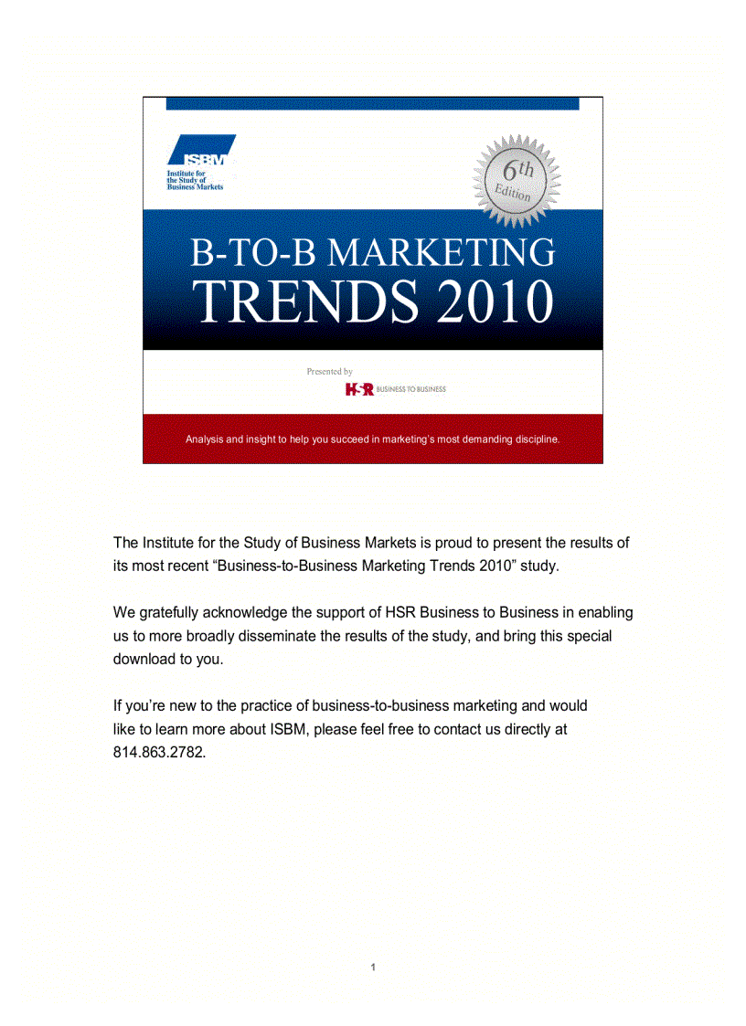 B2B Marketing Trends and Best Practice 2010