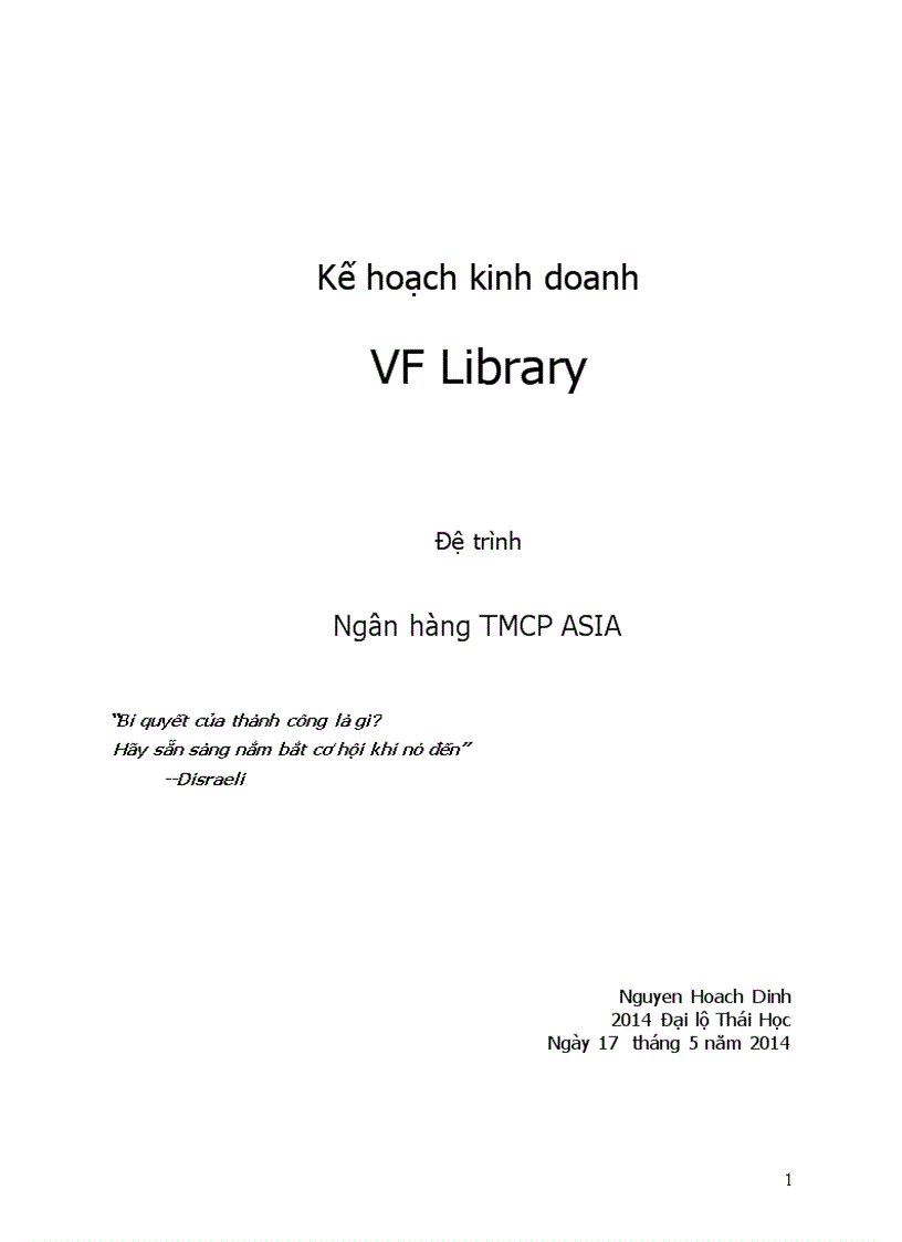 Kế hoạch kinh doanh VF Library