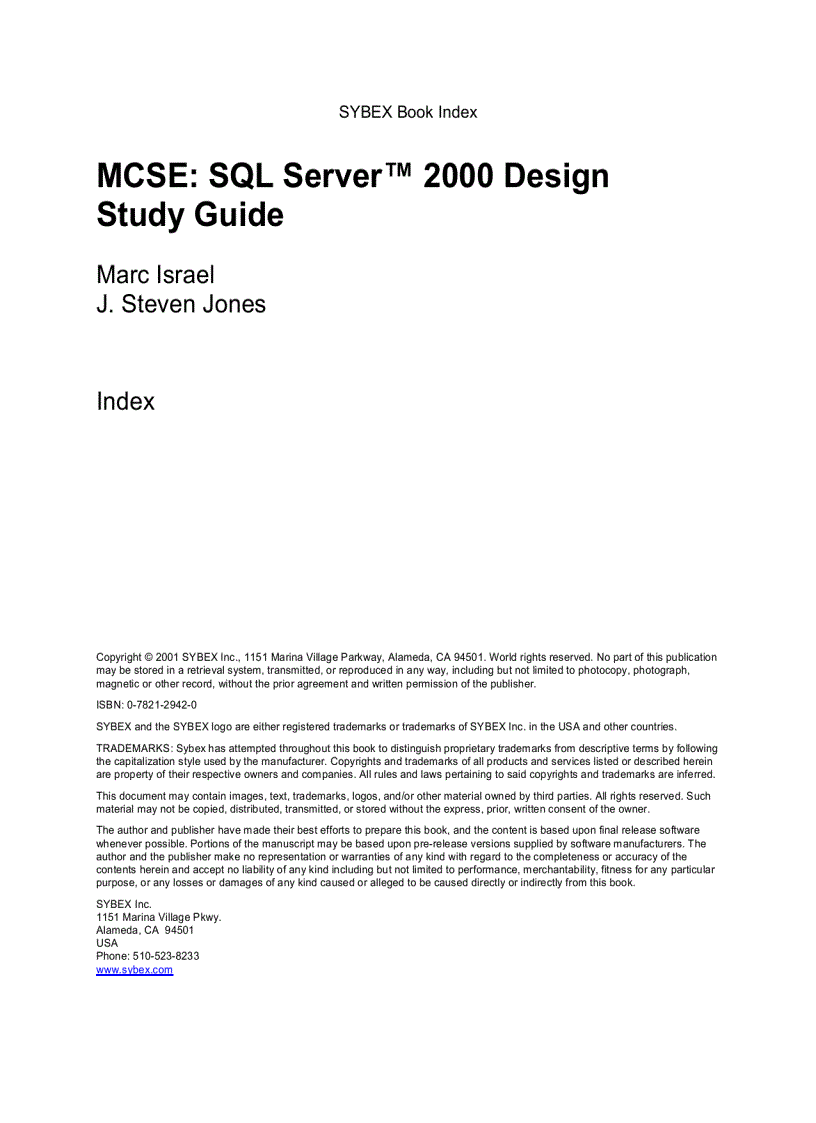 MCSE SQL Server 2000 Design Study Guide