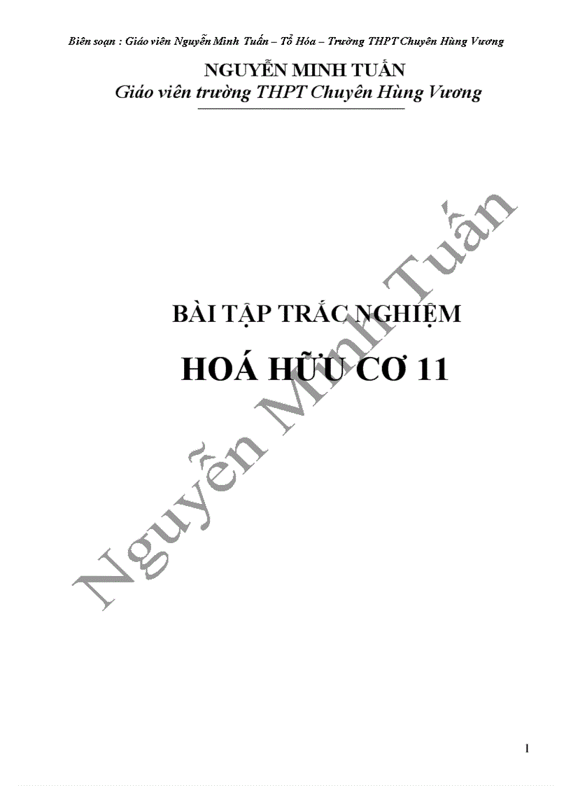 Bài tập trắc nghiệm hoá hữu cơ 11