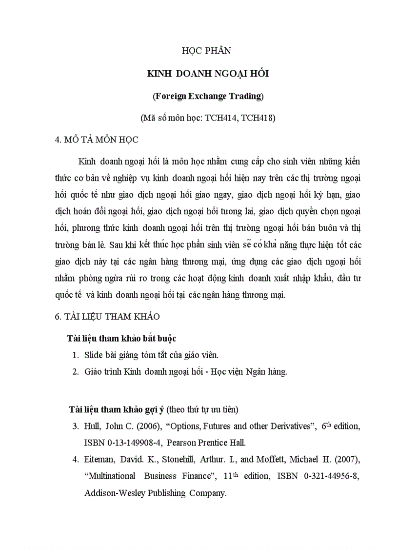 KINH DOANH NGOẠI HỐI Foreign Exchange Trading