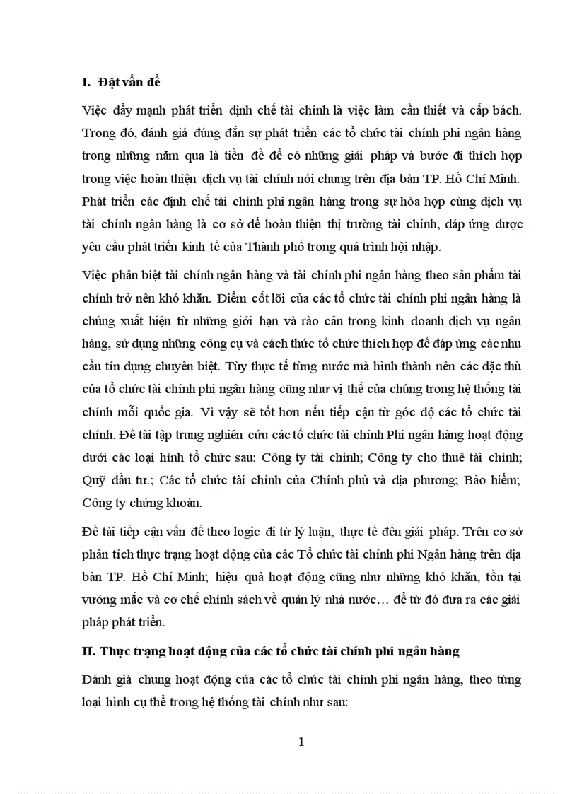 Thực trạng hoạt động và giải pháp phát triển các tổ chức phi ngân hàng trên địa bàn thành phố Hồ Chí Minh
