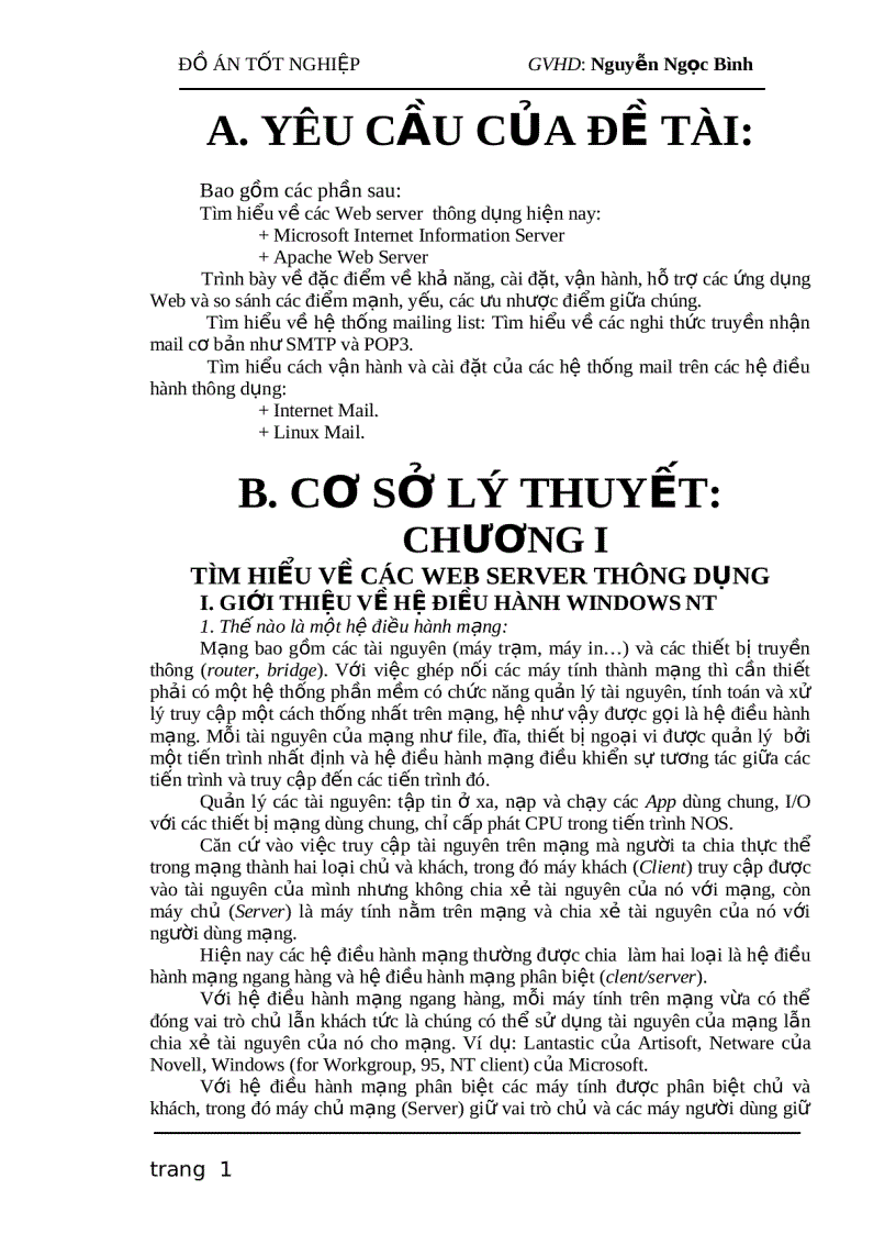 Đồ án tốt nghiệp Tìm hiểu về các Web Server thông dụng hiện nay và xây dựng một chương trình Internet mail