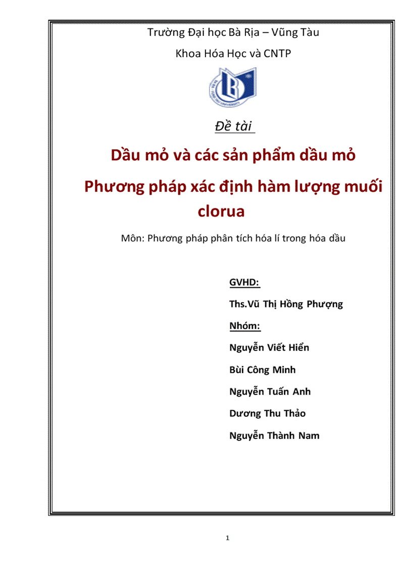 Phương pháp xác định hàm lượng muối clorua Dầu mỏ và các sản phẩm dầu mỏ