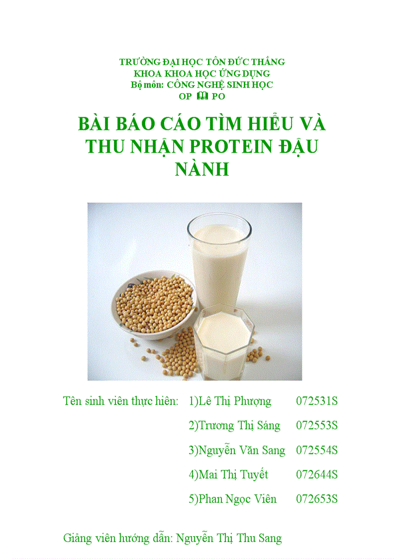 Thu nhận protein từ đậu nành Đính kèm file Powerpoint