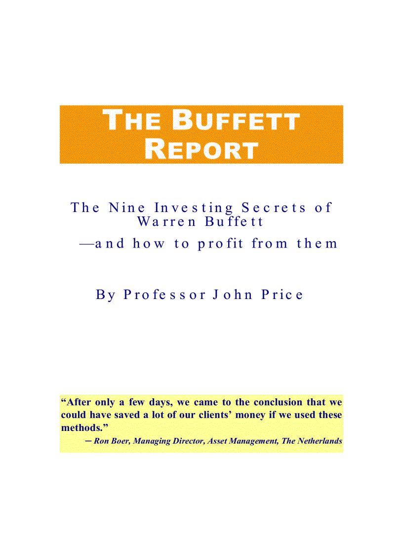 Buffet Investment Tips